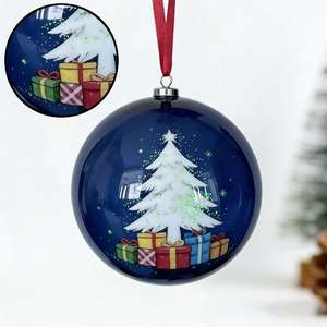 Adorno <span class=keywords><strong>Colgante</strong></span> Personalizable con Purpurina Estampada en Azul Oscuro para Árbol de Navidad, Decoración de Fiestas en el Hogar - Product Image 2
