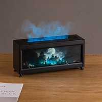 Diffuseur d'aromathérapie créatif à flamme 3D simulée, silencieux, 0,5 L, en résine, pour la maison, le bureau, utilisation sur le bureau, parfum automatique
