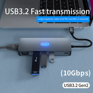 Hub USB Justlink 11-en-1 Type-C HDMI 4K 60Hz DP VGA USB <span class=keywords><strong>3</strong></span>.2 10 Gbit/s Port Réseau Gigabit 1000 Mbps Adaptateur Audio SD TF <span class=keywords><strong>3</strong></span>,5 mm En Stock - Product Image 2