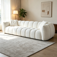 Fauteuil Bouclé Canneleé Tendance 2026 Jaune, Canapé Compact avec Coussin, Emballage Compressé Sous Vide pour la Maison