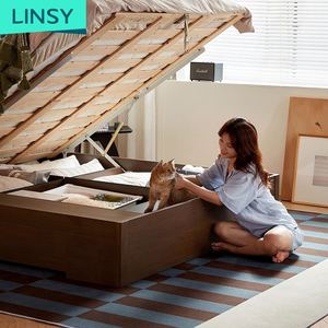 <span class=keywords><strong>Lit</strong></span> <span class=keywords><strong>mural</strong></span> hydraulique moderne en pin massif avec base de rangement haute, design durable, panneau en contreplaqué, petit emballage UY2A-A - Product Image 2