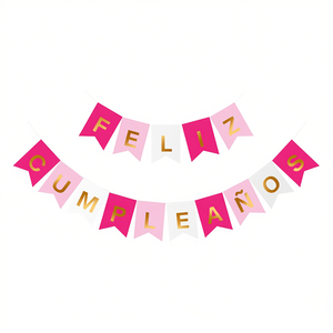 Guirlande de fête Joyeux Anniversaire Lettres Rose et Or 16 pièces 4M 8445178019287 - Product Image 2