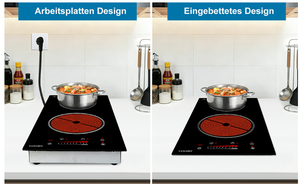 Table de cuisson <span class=keywords><strong>électrique</strong></span> encastrable à double zone de détection tactile 3000W avec <span class=keywords><strong>plaque</strong></span> vitrocéramique lisse - Product Image 4