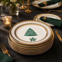 Assiette de service de luxe léger pour gâteaux et desserts, en céramique britannique et porcelaine fine, avec bord doré, pour la présentation de banquets et la présentation de noix, vaisselle de table pour la maison