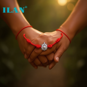 Braccialetto Ilan con 7 nodi, cordoncino rosso e ciondolo in argento, fatto a mano per la fortuna - Product Image 3