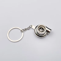 Porte-clés Turbine Doré Brillant avec Design Rotatif et Finition Polie pour Cadeaux d'Aimants de la Scène Automobile JDM