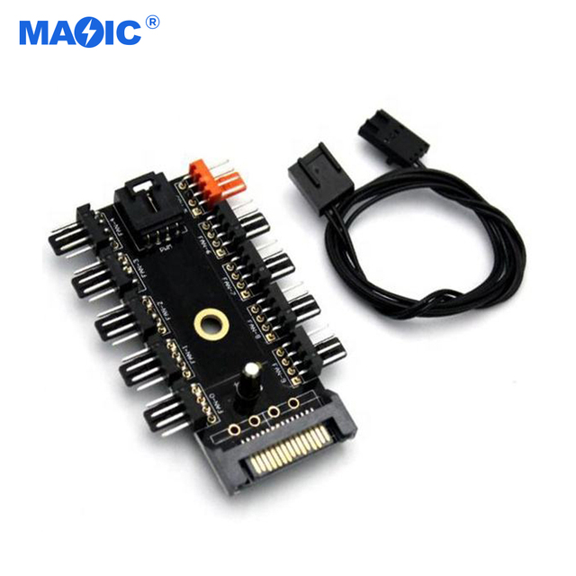 Computer 10 Road Chassis Fan Hub SATA Fan Extension 1 to 10Road SATA Fan Controller Other Computer Accessories