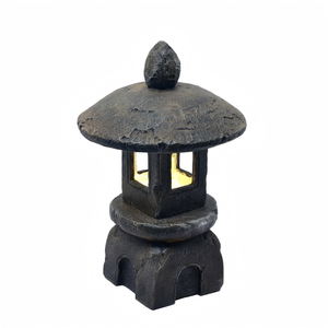Lanterne <span class=keywords><strong>solaire</strong></span> de jardin en pierre de pagode <span class=keywords><strong>japonaise</strong></span>, lampe LED extérieure en résine, étanche, pour aménagement paysager, décoration zen pour patio - Product Image 1