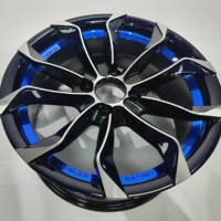 Nuevos Rines de Aleación de Aluminio Forjado de 14-17 Pulgadas, Negro Brillante con Bordes Plateados, Bicolor Rojo y Azul, Ligeros