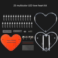 Kit électronique DIY 25/32 LED RGB multicolore à effet d'eau courante, carte de pratique de soudure DIY en forme de cœur pour l'école