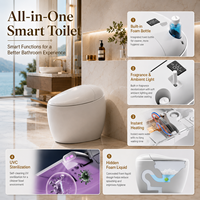 WC intelligent monobloc à poser au sol, carré, avec chasse automatique, siège chauffant et bidet intégré, pour la maison et les hôtels