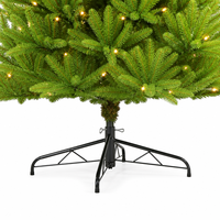 Sapin de Noël artificiel pré-éclairé PE+PVC 7 pieds, luxe, toucher réaliste, avec lumières LED et base métallique pliable