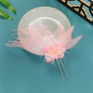 Nouvelle pince à cheveux perforée, design original, motif queue de phénix rose et papillon, pour maquillage et coiffure faits main, séance photo, et jupe style « visage de cheval » - Product Image 2