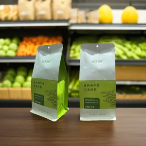 食品業界向けのコーヒーと紅茶用の8面シールスタンドアップポーチ平底プラスチックラミネート防湿包装バッグ