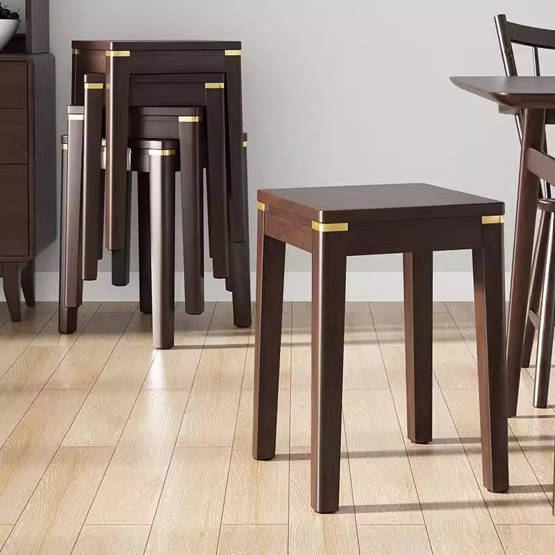 solid wood round side dining stool