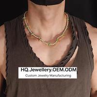 Collier tendance à chaîne avec accents en pointes et pierres entièrement pavées, en acier inoxydable hypoallergénique, bijoux fins unisexes de précision, vente chaude