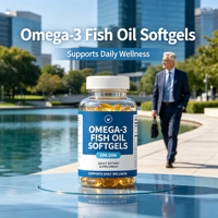 Capsules d'huile de poisson oméga-3 sans odeur, sans sucre, sans conservateurs, favorisant le bien-être quotidien, complément nutritionnel pour adultes
