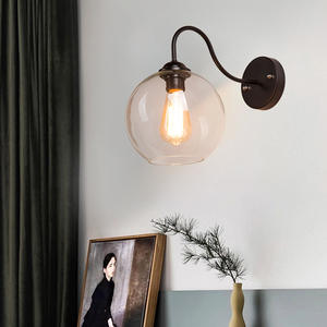Lámpara de pared de doble cabeza de cristal para Loft Vintage moderna, lámparas Edison de estilo rural, lámparas de pared de bola de cristal Retro de arte del hierro - Product Image 5