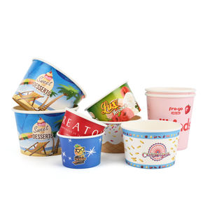 Envases de Helado Biodegradables de Alta Calidad, Aptos para Alimentos, de Pared Simple, Tazones para Helado, Vasos de Papel Coloridos para Postres - Product Image 4