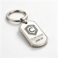 Porte-clés personnalisés en métal pour membres de club, porte-clés en alliage de zinc durable avec texte personnalisé pour souvenirs promotionnels d'entreprise