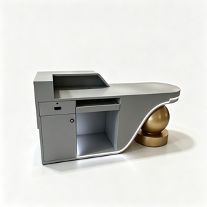 Modern White <b>Reception</b> Desk Economically Priced Durable Wood <b>Counter</b> for Cashier for Beauty Salons gym <b>reception</b> desk - Product Image 2