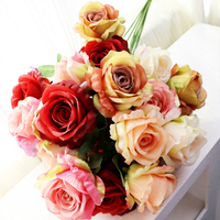 3 têtes de roses artificielles en soie couleur automne pour arrangements de table de salon et accessoires photo de mariage