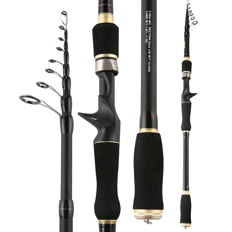 Baitcasting Fishing Rod 1.8m-3.6m Spinning /casting Telescopiclure Rod  Wholesale High Carbon Fiber BLACK Hard Telescopic Rod| Alibaba.com
