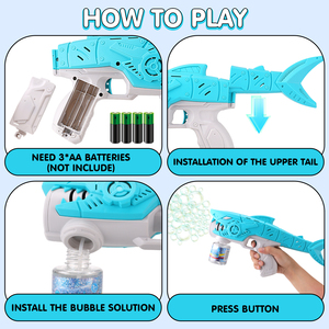 Wannna Bong Bóng Cá mập Súng Bong Bóng ánh sáng lên bong bóng Blaster cho trẻ em ngoài trời bên đồ chơi - Product Image 2