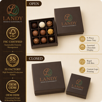 Boîte cadeau en bois pour chocolats à la truffe, emballage de luxe personnalisé pour bonbons avec séparateurs pour mariage, vente au détail, OEM, vente en gros