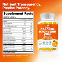 Complément alimentaire en vitamine C en gros, marque Solilan, OEM ODM, soutient le système digestif, gommes au calcium, au magnésium et au zinc pour des os solides