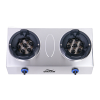 Réchaud à gaz coupe-vent 2 brûleurs en acier inoxydable, cuisinière à gaz haute puissance avec commande par bouton