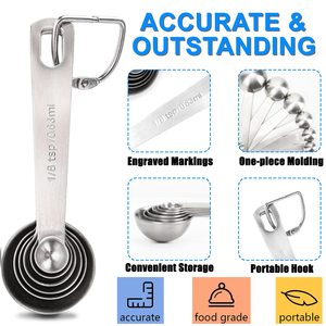 Cucharas medidoras, juego de <span class=keywords><strong>tazas</strong></span> de cucharas medidoras de acero inoxidable 18/8 de alta resistencia Premium, cuchara pequeñ<span class=keywords><strong>a</strong></span> con medida métrica y estadounidense - Product Image 4
