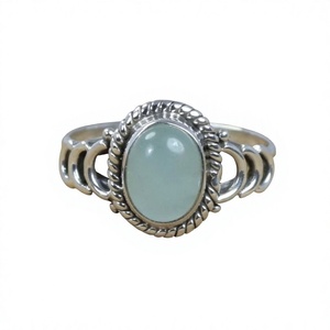 Anillo de Plata de Ley 925 con Calcedonia, Joyería Fina Artesanal Cristiana de Estilo Antiguo, Certificada - Product Image 1
