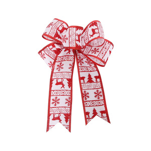 Vakantie Feest Kerst Rode Geruite Boog Decoratie Kerstbomen Lang Lint Flocking Linnen Stof Strik Diy Accessoires - Product Image 4