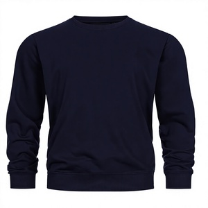 Pull en jersey à col rond pour homme, 450 g, gris uni, doublure écologique, coupe classique, vêtements décontractés, 100 % coton, pull d'hiver - Product Image 1