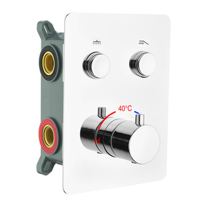 Robinet <span class=keywords><strong>de</strong></span> <span class=keywords><strong>douche</strong></span> thermostatique encastré à 2 fonctions avec panneau en verre blanc, <span class=keywords><strong>40</strong></span> ° Kit <span class=keywords><strong>de</strong></span> finition mural pour mitigeur avec conception anti-brûlure C - Product Image 1