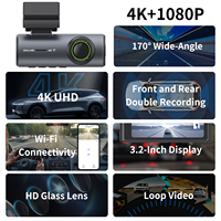 Caméra embarquée Wi-Fi en gros pour voiture 4K+1K, écran 3,2 pouces, enregistrement GPS, vision nocturne, enregistrement en boucle, matériau métallique, résistante à la chaleur