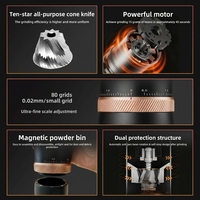 Moulin à café électrique portable automatique avec coque en alliage d'aluminium, meule en acier inoxydable, capacité de 17 g pour usage domestique et extérieur