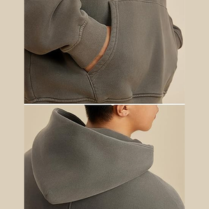 Sweat à capuche pour homme personnalisé Qualité supérieure Oversize Warm Kangaroo Pocket 100% Cotton Plain Dyed Winter Season - Product Image 2