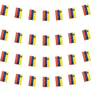 Party Events and Grand Opening Sports Celebration Decorative Venezuela Venezuelans <b>Small</b> Banner Mini String Flags Pennant - Product Image 2