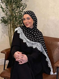 Nuovo Arrivo Sharut: Hijab <span class=keywords><strong>Elegante</strong></span> in Modal con Stampa a Pois e Pizzo, Morbido e Traspirante per Donne Musulmane - Product Image 2