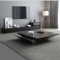 Table Basse Carrée Haut de Gamme Style Italien Moderne et Épuré pour Salon avec Meuble TV, Personnalisable