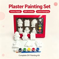 Kit de peinture sur plâtre DIY de Noël, statues en plâtre non peintes, ensemble d'artisanat artistique pour cadeaux de fête