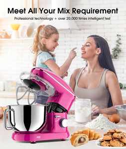 Batteur à crème électrique automatique en acier inoxydable 4L, design à tête inclinable, 6 vitesses, avec boîtier en plastique pour usage domestique sur comptoir - Product Image 2