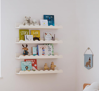 Étagères flottantes en bois personnalisables, lot de 4, sculptées, à bords festonnés, multifonctionnelles, modernes, réglables, pour le salon, la chambre des enfants/du tout-petit