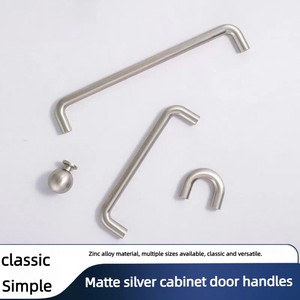 Matte Silver Zinc Alloy Cabinet Handles for Wardrobe Kitchen Cabinet Shoe Cabinet Bathroom Vanity Drawers - Product Image 1