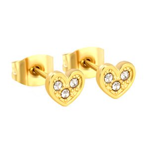 Pendientes de Acero Inoxidable con Forma de Corazón, Engaste de Diamantes, Joyería Fina para Uso Diario - Product Image 4