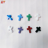 Nouveau Collier Croix Bleue 2026 en Argent S925 en Stock, Boîte Cadeau DIY, Pendentif Croix Bleu Océan Opale Synthétique OP05 avec Chaîne