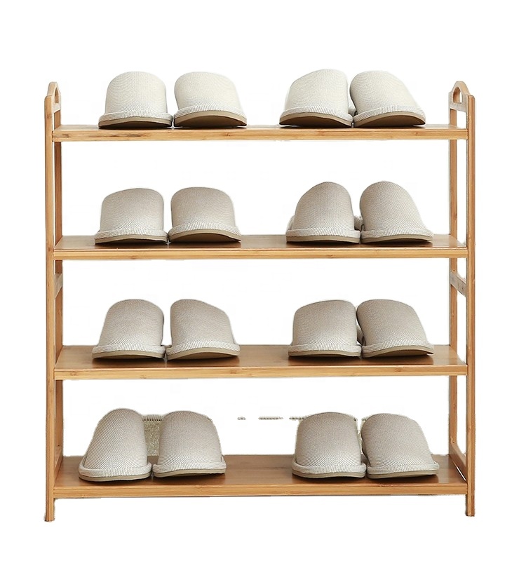 4 яруса складной бамбуковая подставка для обуви, водонепроницаемый бамбуковая подставка для обуви с ручкой