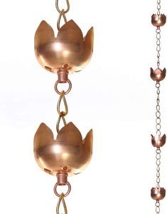 Lien traditionnel Lotus chaîne de pluie noir extérieur jardin anneau chaînes de pluie métal jardin ornement pluie chaîne <span class=keywords><strong>gouttière</strong></span> - Product Image 1